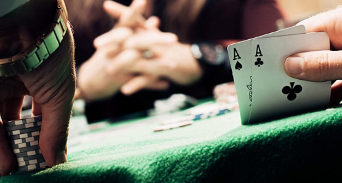 Poker player focusing on the game to improve skills