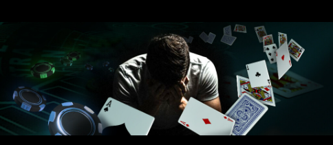 Poker player experiencing tilt — a mix of negative and positive emotions during a poker game, showing frustration, excitement, and focus at the table.